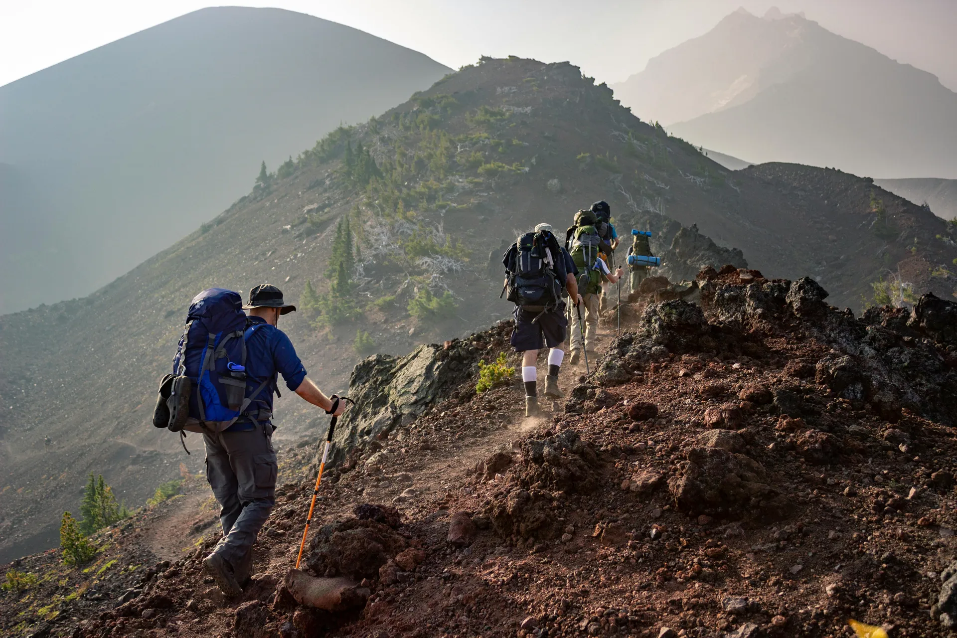 Group hiking together